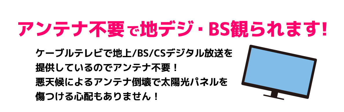 アンテナ不要で地デジ・BS観られます!